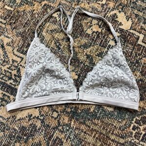 Victoria's Secret Gray Floral Lace Bralette size S